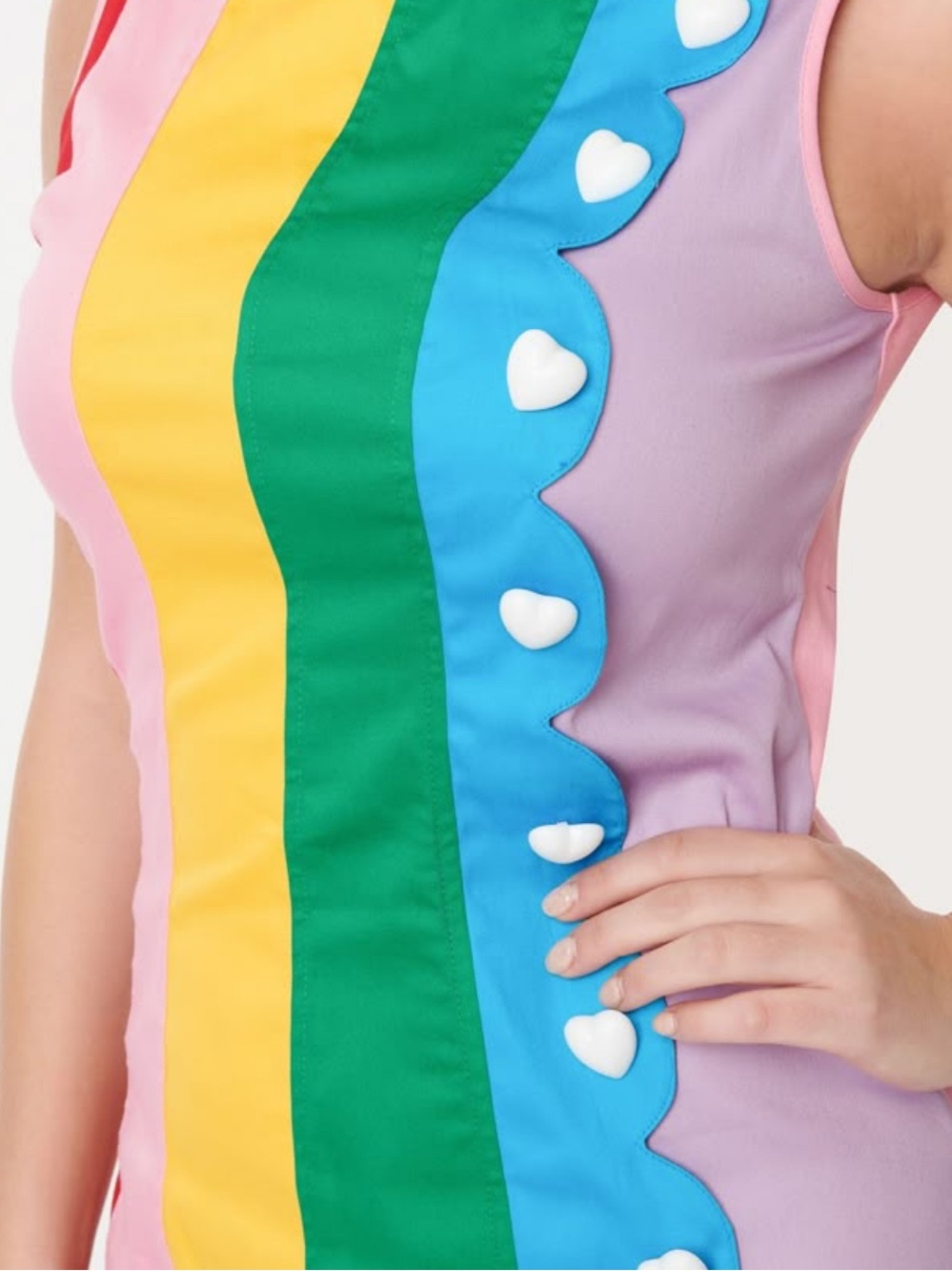 Unique Vintage mod rainbow scalloped dress - Picture 2 of 5